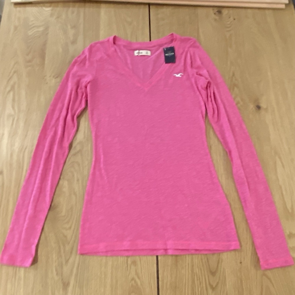 Hollister Woman's‎ XS Long Sleeve Top Pink V-Neck Pullover Y2K NWT